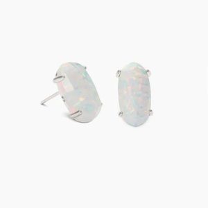Kendra Scott Betty Silver Earrings In White Opal